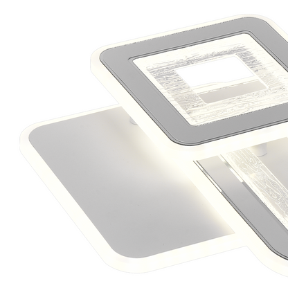 Lustra LED SQUARE 57W, 3 Patrate, lumina Rece/Calda/Neutra, Alb