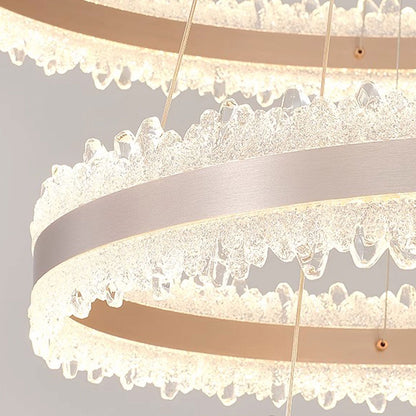 Lustra LED suspendata cu Telecomanda NIVALIS Duo 127W, Cercuri 40x60cm, lumina Rece/Calda/Neutra, Dimabila,Inaltime Reglabila, Auriu