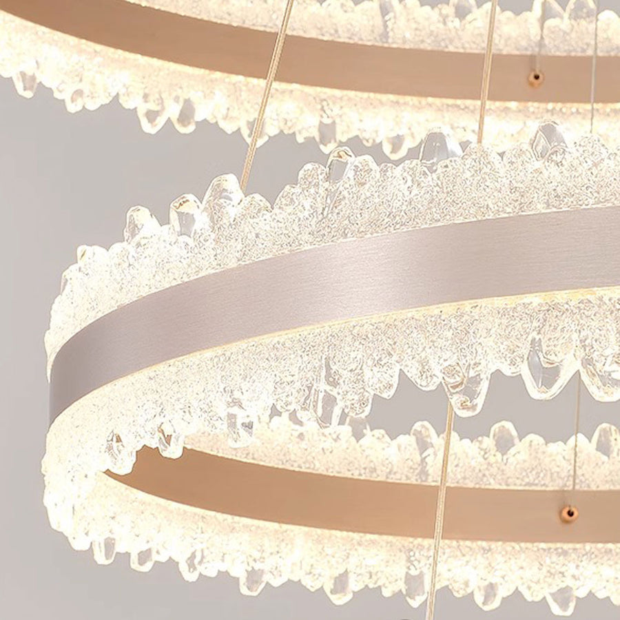 Lustra LED suspendata cu Telecomanda NIVALIS Duo 127W, Cercuri 40x60cm, lumina Rece/Calda/Neutra, Dimabila,Inaltime Reglabila, Auriu