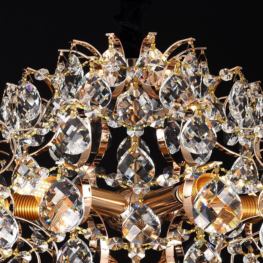 Candelabru Cristal CC9259/5FGD, 5x E14, Diametru 40cm, Auriu Lucios