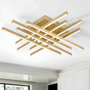 Lustra LED cu Telecomanda LINEX, 109W, Lumina 3000K/4000K/6000K, Dimabila, Auriu