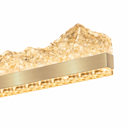 Lustra LED suspendata cu Telecomanda MARISTELLA 90W, lumina Rece/Calda/Neutra 3000K/4000K/6000K, Dimabila, Inaltime Reglabila, Auriu, Metal si Cristal