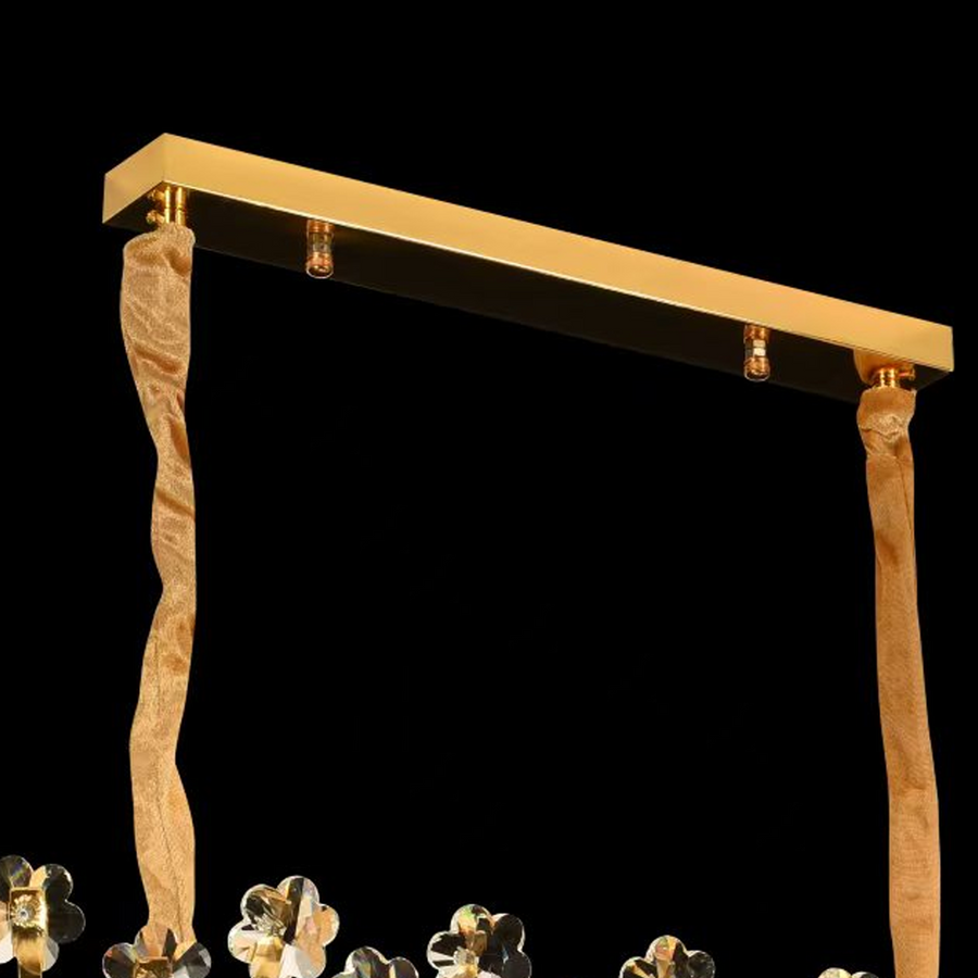 Candelabru Cristal CC6705/900X350GD 9x E14, Diametru 90cm, Auriu Lucios, Inaltime Reglabila