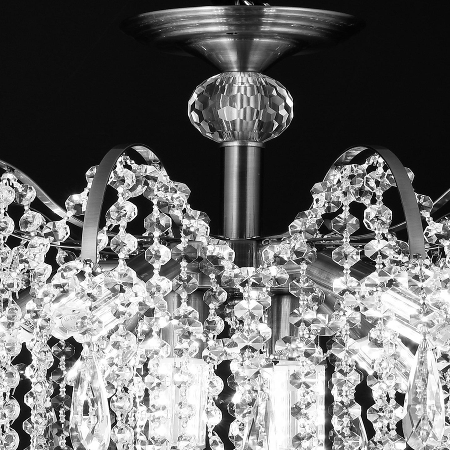 Candelabru Cristal CC9324/5CH, 5x E14, Diametru 49cm, Crom