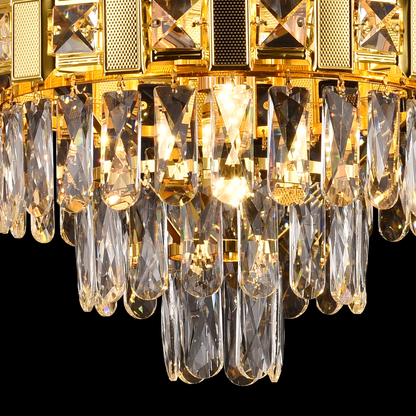 Candelabru Cristal BRAN Nobile 5xE14, Diametru 40cm, Auriu Lucios, Inaltime Reglabila