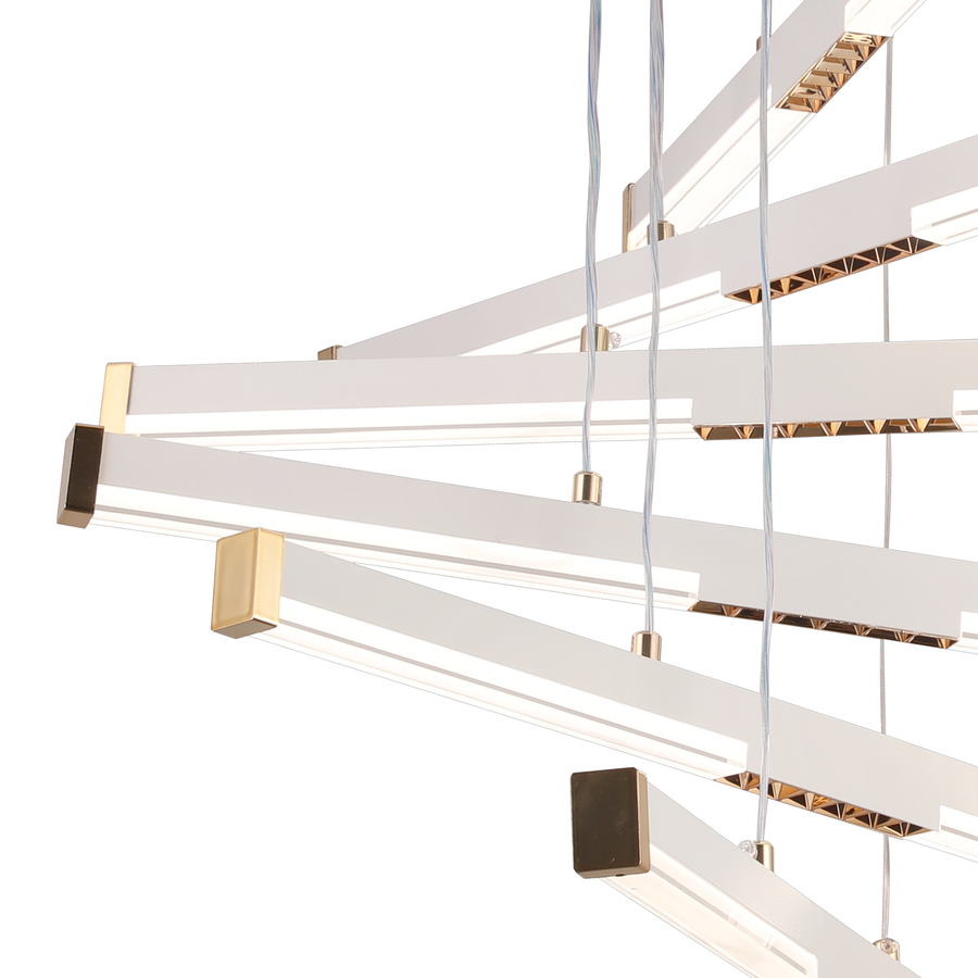 Lustra LED Suspendata Acril LT183/5WH, 69W, Lumina 3000/4000/6000K, Alb, Inaltime Reglabila