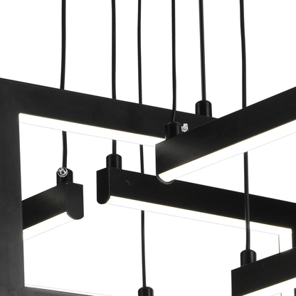 Lustra LED cu telecomanda ,Suspendata 96W, 4 Elemente, lumina Rece/Calda/Neutra, Dimabila, Inaltime Reglabila, Negru