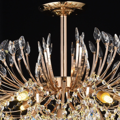 Candelabru Cristal CC9313/12FGD, 12x E14, Diametru 49cm, Auriu