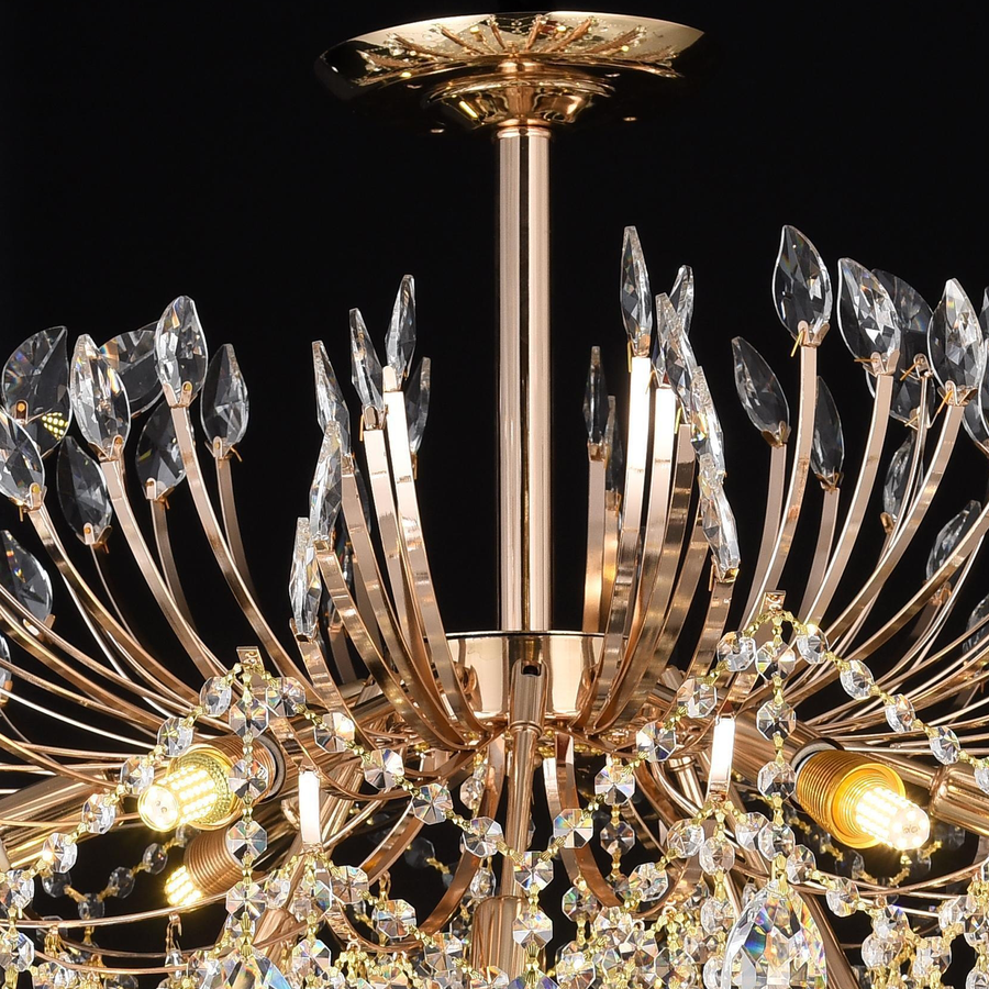 Candelabru Cristal CC9313/12FGD, 12x E14, Diametru 49cm, Auriu