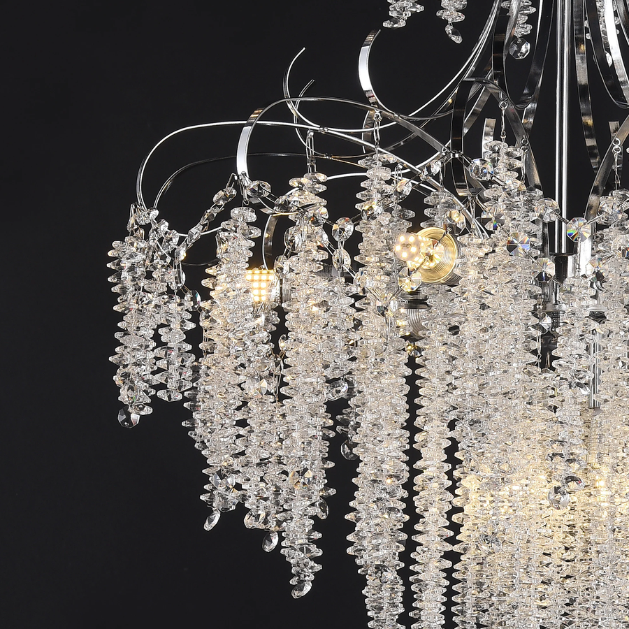 Candelabru Cristal CC9311/5CH, 5x E14, Diametru 49cm, Crom