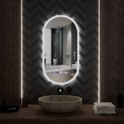 Oglinda LED Ovala, 50x100cm, Lucia Senzor Marcello, Sistem Dezaburire, Ceas & Termometru, Dimabila