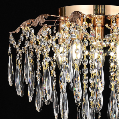 Candelabru Cristal CC9221/5FGD, 5x E14, Diametru 48cm, Auriu Lucios