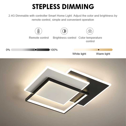 Lustra LED cu telecomanda CHIARA 102W, 3 Patrate, lumina Rece/Calda/Neutra, Dimabila, Negru