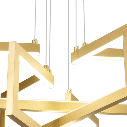 Lustra LED cu telecomanda ,Suspendata 71W, 3 Elemente, lumina Rece/Calda/Neutra, Dimabila, Inaltime Reglabila, Auriu