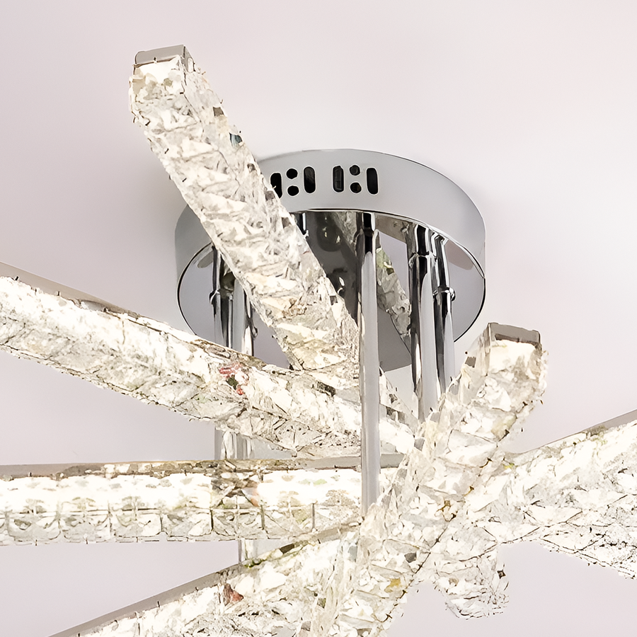 Lustra LED cu telecomanda LUELLA 64W 5 Elemente, Liniara, lumina Rece/Calda/Neutra, Dimabila, Argintiu