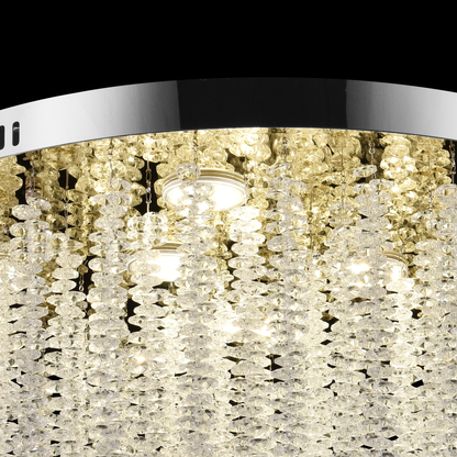 Candelabru LED Cristal LLC215/400WH Rotund, 22W, Lumina Rece/Calda/Neutra, Cristal, Auriu