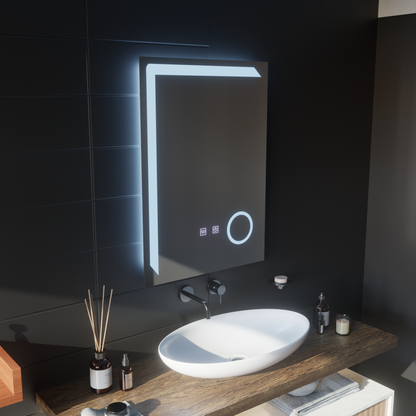 Oglinda LED Rectangulara, 60x80cm, Linea Touch, Sistem Dezaburire, Dimabila