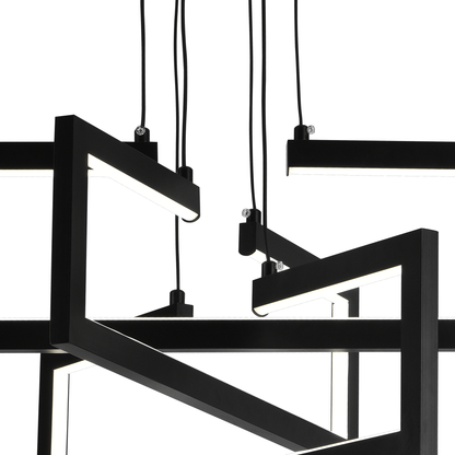 Lustra LED cu telecomanda ,Suspendata 71W, 3 Elemente, lumina Rece/Calda/Neutra, Dimabila, Inaltime Reglabila, Negru