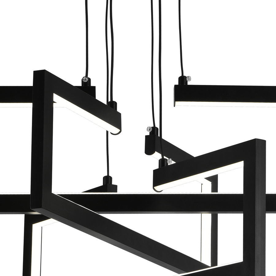 Lustra LED cu telecomanda ,Suspendata 71W, 3 Elemente, lumina Rece/Calda/Neutra, Dimabila, Inaltime Reglabila, Negru