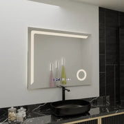 Oglinda LED Rectangulara, 100x80cm, Precision MotionGlow Marcello, Sistem Dezaburire, Ceas & Termometru, Lupa Cosmetica, Dimabila