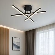 Lustra LED cu telecomanda 40W, 3 Elemente, Liniara, lumina Rece/Calda/Neutra, Dimabila, Negru