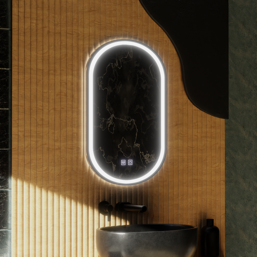 Oglinda LED Ovala, 45x65cm, Velara Touch, Sistem Dezaburire, Dimabila