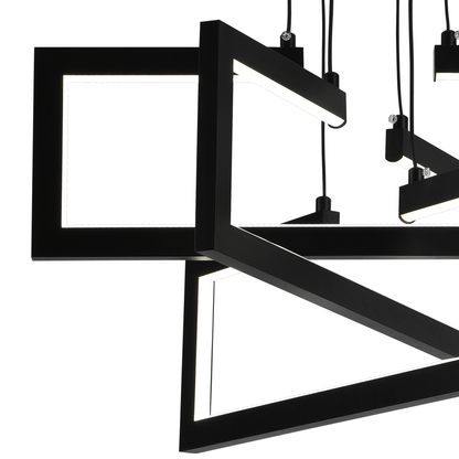 Lustra LED cu telecomanda ,Suspendata 71W, 3 Elemente, lumina Rece/Calda/Neutra, Dimabila, Inaltime Reglabila, Negru