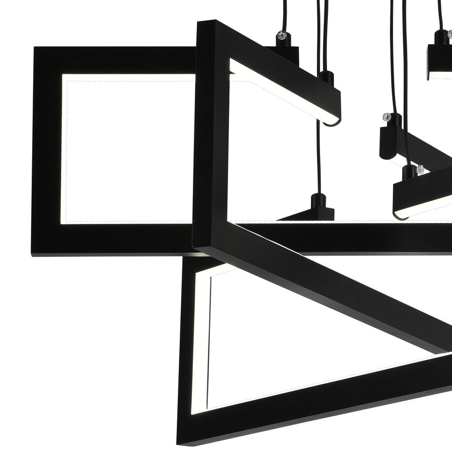 Lustra LED cu telecomanda ,Suspendata 71W, 3 Elemente, lumina Rece/Calda/Neutra, Dimabila, Inaltime Reglabila, Negru