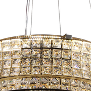 Lustra LED cu Telecomanda,LLC160/500GD, Cristal si Metal, 120W, Dimabila, Inaltime Reglabila, Lumina Rece/Calda/Neutra, Iluminat Luxos