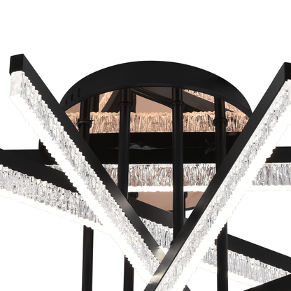 Lustra LED cu Telecomanda LT179/5BK, 67W, 5 Elemente, Lumina Rece/Clada/Neutra, Dimabila, Negru