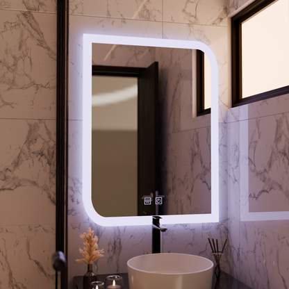 Oglinda LED CLARIVO Dreptunghiulara, 60X80cm, Touch, Sistem Dezaburire