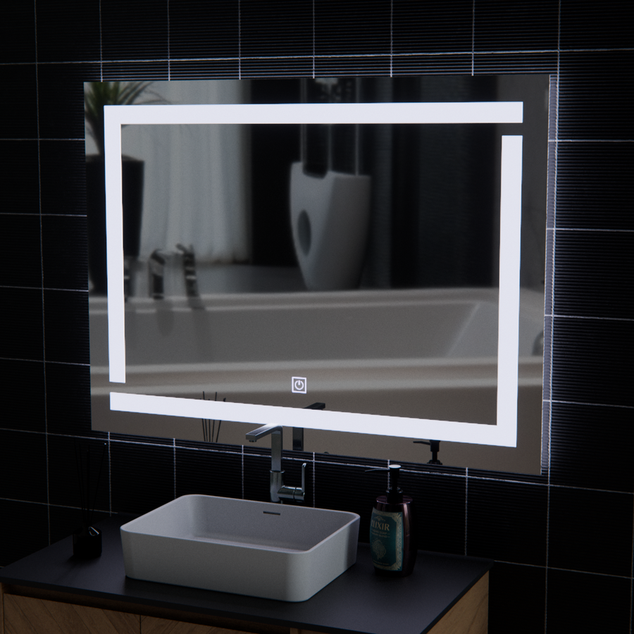 Oglinda LED Giga, 80x60cm, Argintiu, Touch, Lumina 6000K