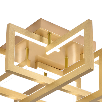 Lustra LED cu telecomanda 96W, 4 Elemente, lumina Rece/Calda/Neutra, Dimabila, Auriu