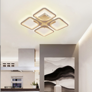 Lustra LED cu telecomanda ZOE 53W, 4 Patrate, lumina Rece/Calda/Neutra, Dimabila, Alb