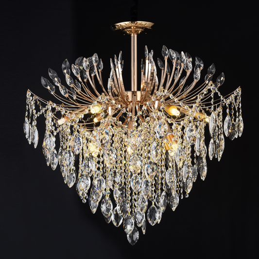 Candelabru Cristal CC9313/12FGD, 12x E14, Diametru 49cm, Auriu