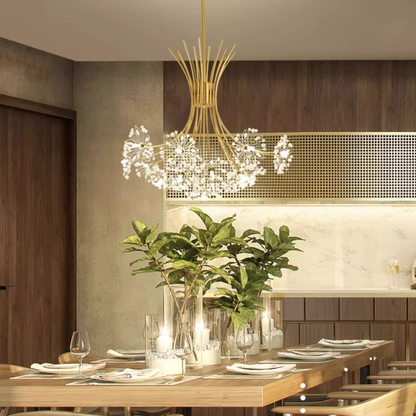 Candelabru Cristal Zetos 13XG4 Auriu, Diametru 49cm