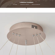 Lustra LED suspendata cu telecomanda NIVALIS 126W, Cercuri 40x60cm, lumina Rece/Calda/Neutra, Dimabila,Inaltime Reglabila, Auriu