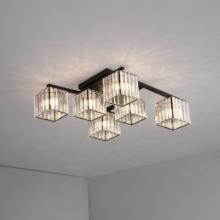 Lustra Georgiana, LC111/6BK, 6x E27, Negru, Metal