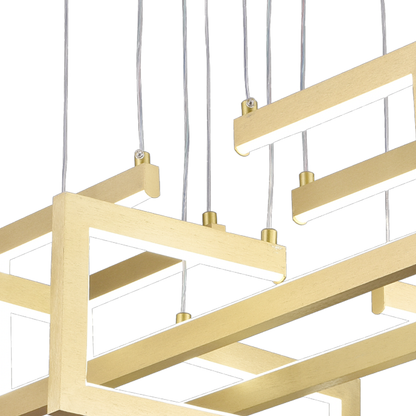 Lustra LED cu telecomanda ,Suspendata 96W, 4 Elemente, lumina Rece/Calda/Neutra, Dimabila, Inaltime Reglabila, Auriu