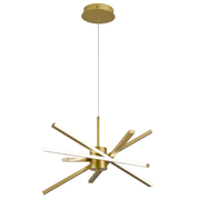 Lustra LED cu Telecomanda LT176/5GD, 69W, 5 Elemente, Lumina Rece/Clada/Neutra 3000K/4000K/6000K, Dimabila, Auriu, Inaltime Reglabila,  Metal si Acril