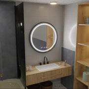 Oglinda LED Rotunda, 60cm, Celeste Majeste Noir Eleve MotionGlow Marcello, Sistem Dezaburire, Ceas & Termometru, Dimabila