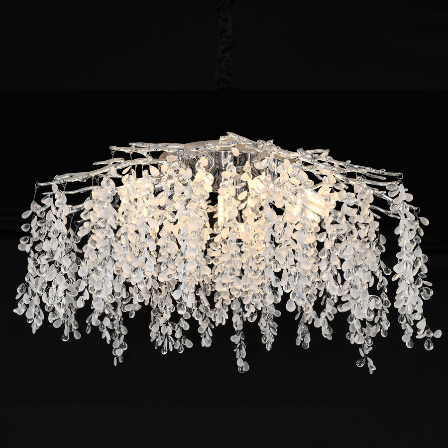 Candelabru Cristal CC8080/D800CH, 9x E14, Diametru 49cm, Crom