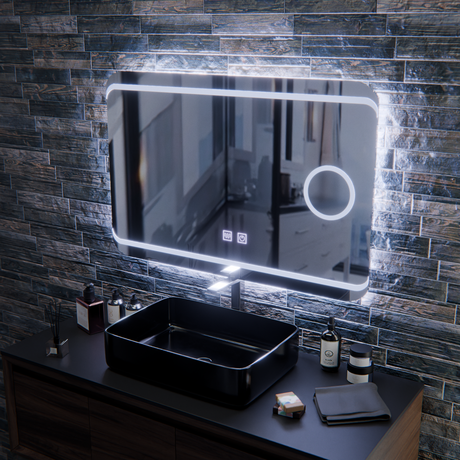 Oglindă LED E30S/65X45, Touch si Funcție Dezaburire, Lumina Cosmetică, 65x45cm, Lumina Rece 6000K