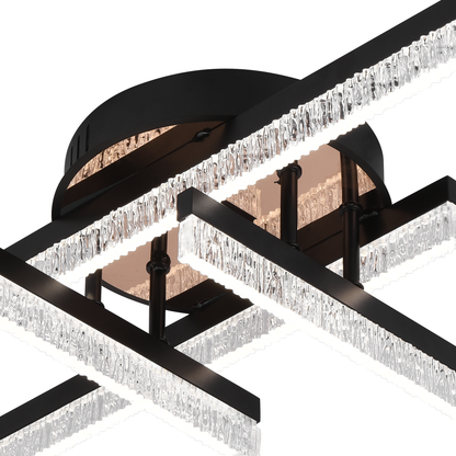 Lustra LED cu Telecomanda LT179/4BK, 35W, 4 Elemente, Lumina Rece/Clada/Neutra, Dimabila, Negru