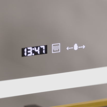 Oglinda LED Rectangulara, 80x60cm, Eclat MotionGlow Marcello, Sistem Dezaburire, Ceas & Termometru, Lupa Cosmetica, Dimabila, Rama Auriu Brushed