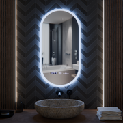 Oglinda LED Ovala, 50x100cm, Lucia Senzor Marcello, Sistem Dezaburire, Ceas & Termometru, Dimabila