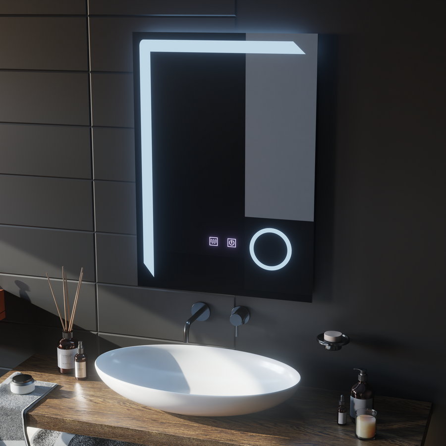 Oglinda LED Rectangulara, 60x80cm, Linea Touch, Sistem Dezaburire, Dimabila