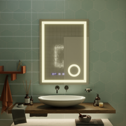 Oglinda LED Touch NIVERA Sistem Dezaburire, Ceas si Temperatura 60x80 cm Lupa Cosmetica