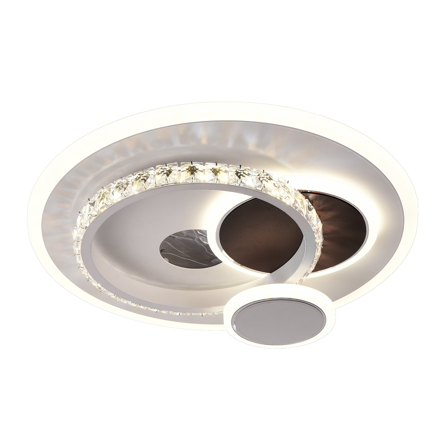 Lustra LED cu cristal HELIOX, 43W, 4 Cercuri, lumina Rece/Calda/Neutra, Alb