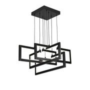 Lustra LED cu telecomanda ,Suspendata 96W, 4 Elemente, lumina Rece/Calda/Neutra, Dimabila, Inaltime Reglabila, Negru